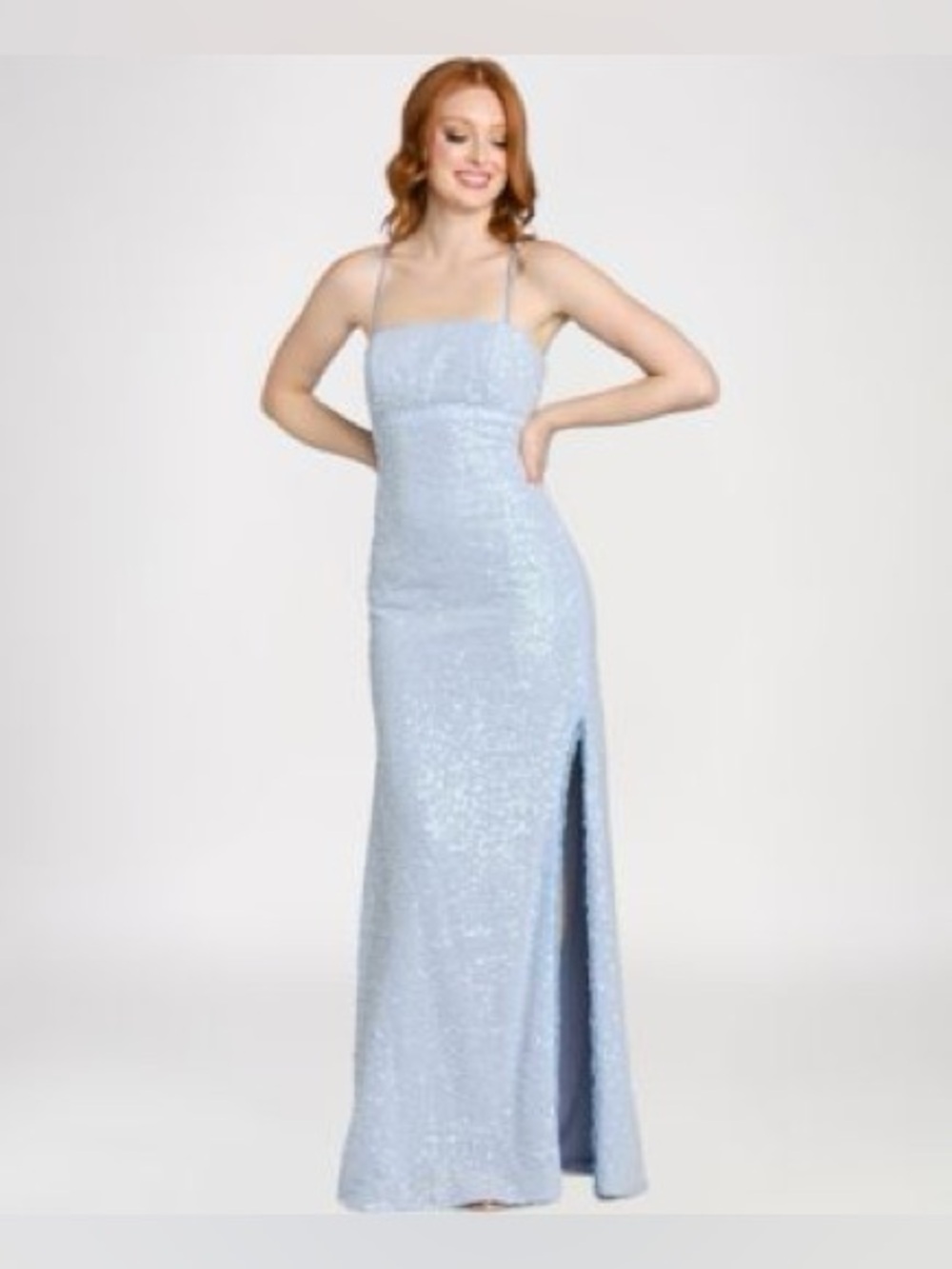 Morgan & Co. Sequin Empire Waist Evening Gown - Periwinkle SIZE:0 MSRP $189